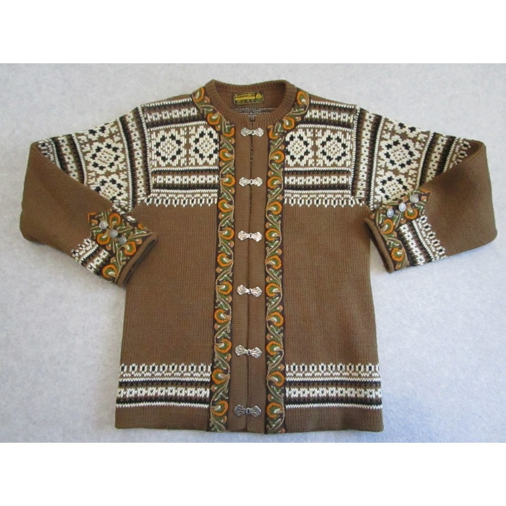 Nordstrikk Cardigan Sweater Womens Medium Brown Norwegian Norway Wool‎ Clasp VTG